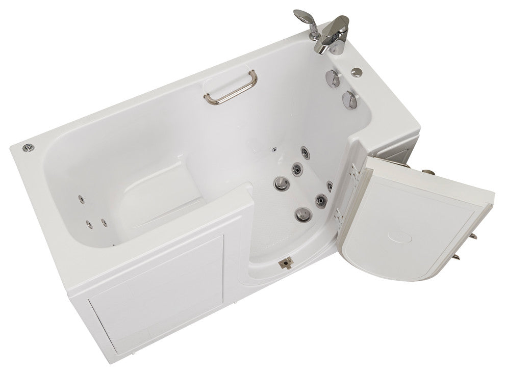Ella Lounger 27"x60" Acrylic Massage Walk-In Bathtub, Outward Swing Door, Faucet