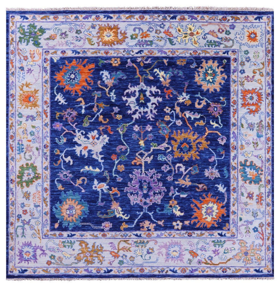 9' Square Turkish Oushak Hand Knotted Wool Rug - Q13584