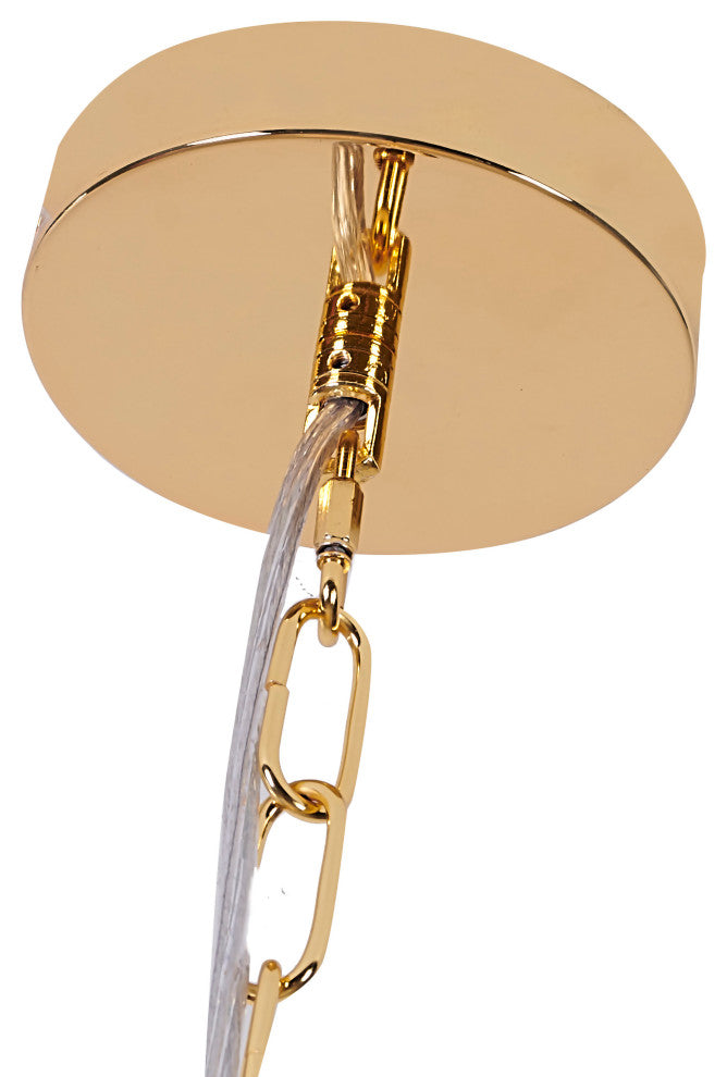 3-Light Gold Chandelier With A Wood Shade
