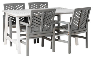 Vincent 5 Piece Outdoor Dining Table Set - White Wash/Grey