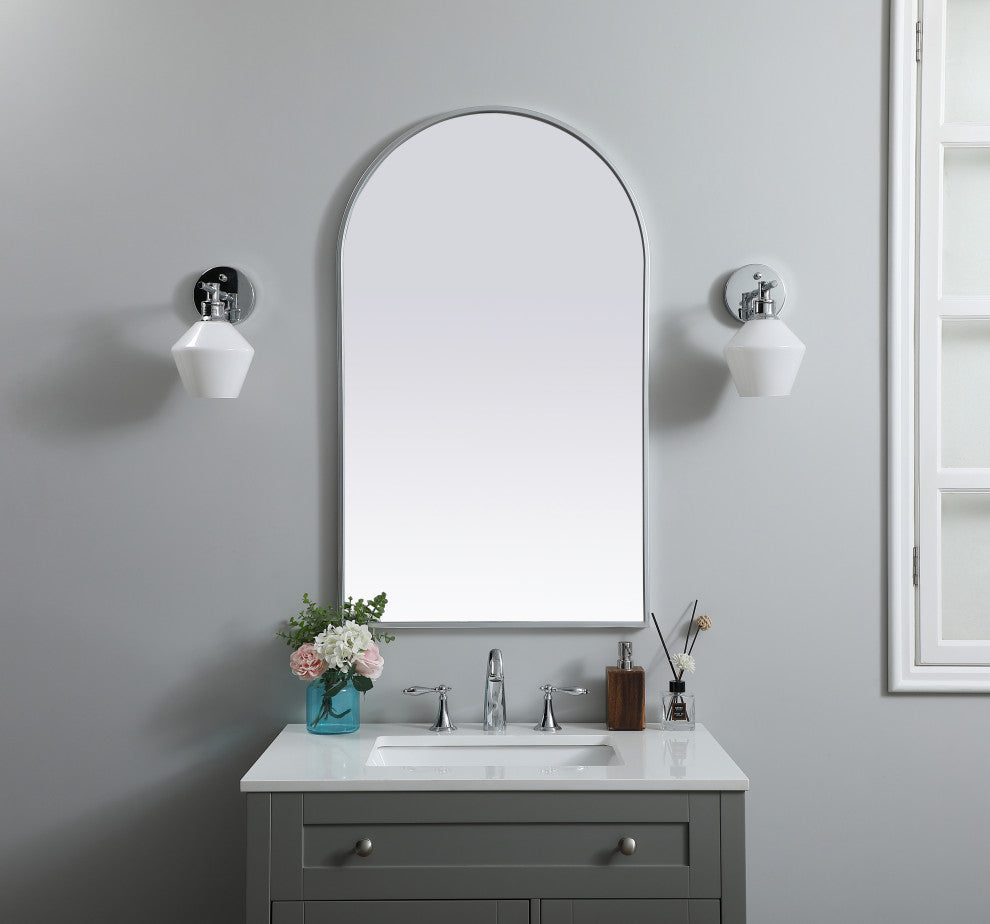 Metal Frame Arch Mirror 24X40 Inch, Silver