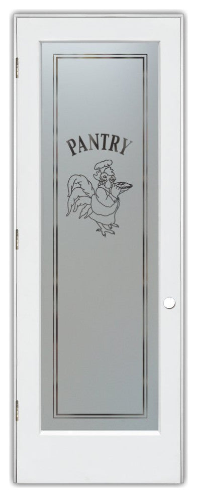 Pantry Door - Rooster Chef - Primed - 24" x 96" - Knob on Right - Pull Open
