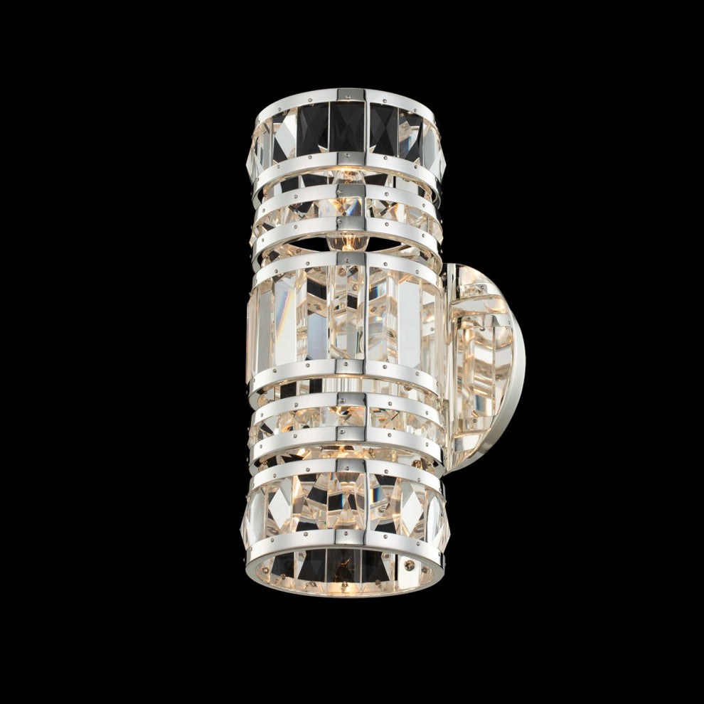 2 Light Contemporary Sconce by Allegri, Polished Silver, 15"