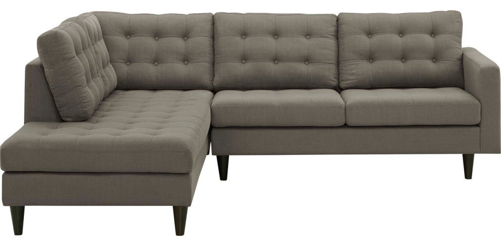 Empress 2-Piece Upholstered Fabric Left Facing Bumper Sectional, Granite