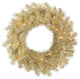 Vickerman White/Gold Tinsel Wreath, 50 Warm White LED, 24"
