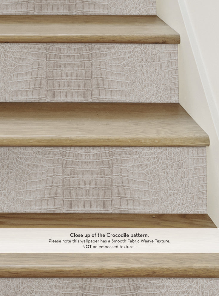 Crocodile Peel and Stick Stair Riser Strips, Beige, 48"w X 7"h, 6 Pack