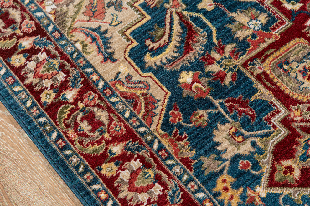 Lenox LE-01 Machine Made Blue Area Rug 5'x5' Round
