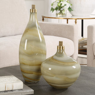 Uttermost Cascade Glass Bottles Set of 2