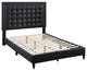 Faux Leather Upholstered Bed with Button Tufted Headboard, Black, Queen