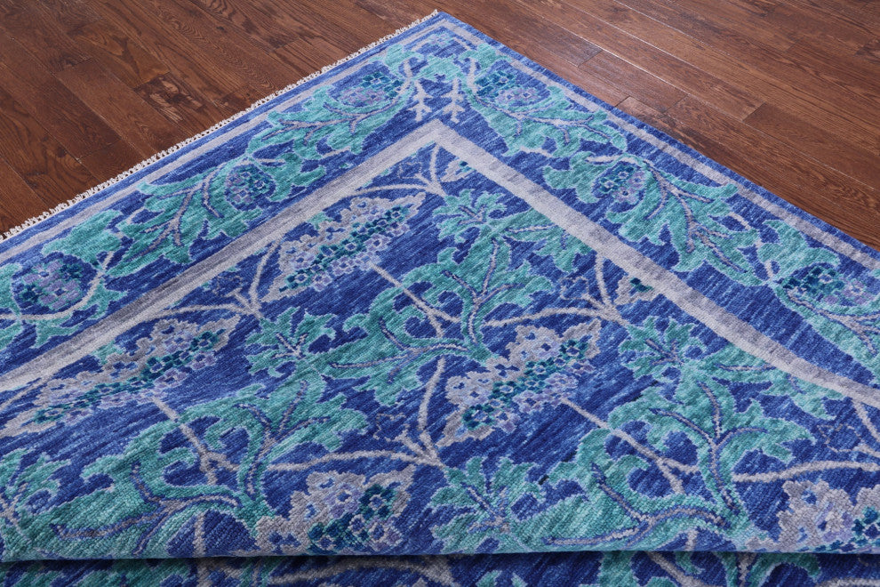 9' 3" X 12' 2" Handmade William Morris Wool Rug - Q13321