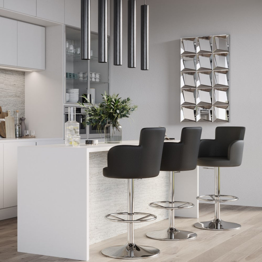 Chateau Swivel Bar Stool With Chrome Base, Black