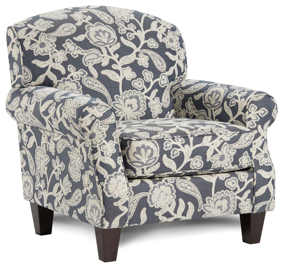 Upholstered Chair With Rounded Arms, Floral Multi