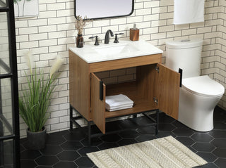 Home Living 19" Modern Walnut Brown-Light Bathroom Vanity