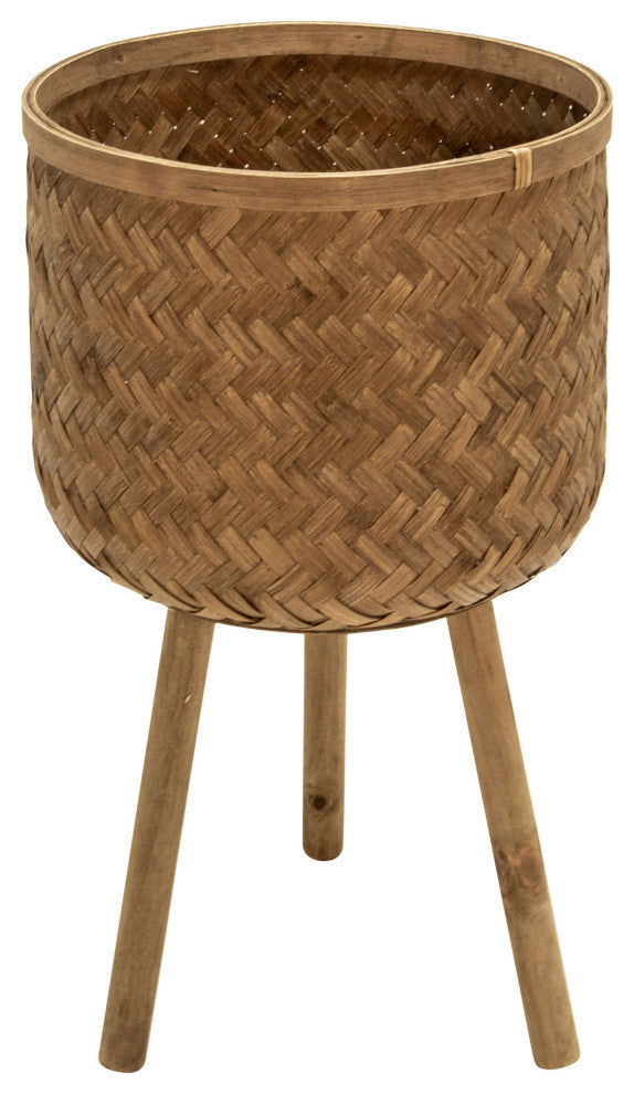 3-Piece Set Bamboo Planters Brown