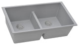 Ruvati RVG2385 33 x 19 inch Granite Composite Double Bowl Kitchen Sink, Silver