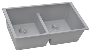 Ruvati RVG2385 33 x 19 inch Granite Composite Double Bowl Kitchen Sink, Silver