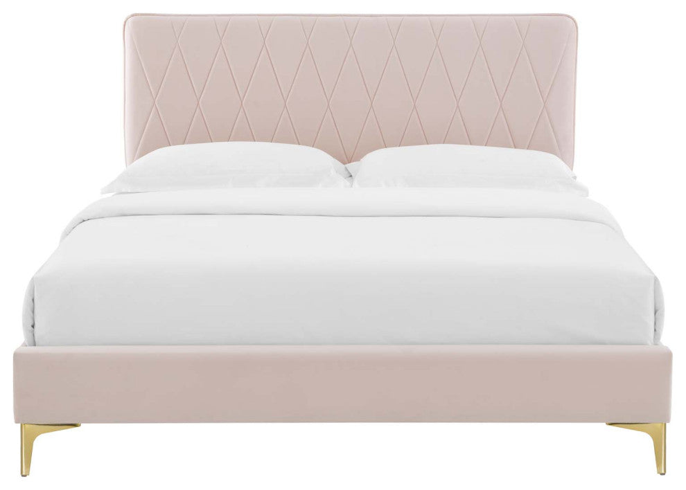Phillipa Performance Velvet King Platform Bed - Pink