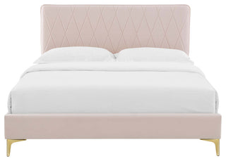 Phillipa Performance Velvet King Platform Bed - Pink