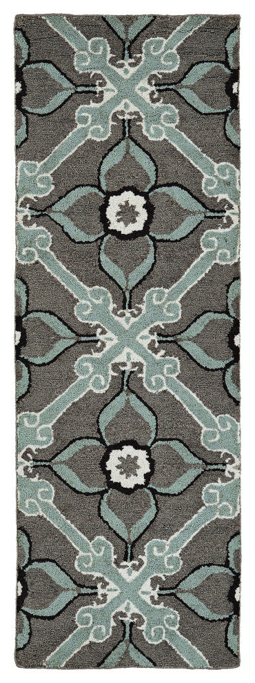 Peranakan Tile Collection Spa 5' x 8' Rectangle Indoor-Outdoor Area Rug