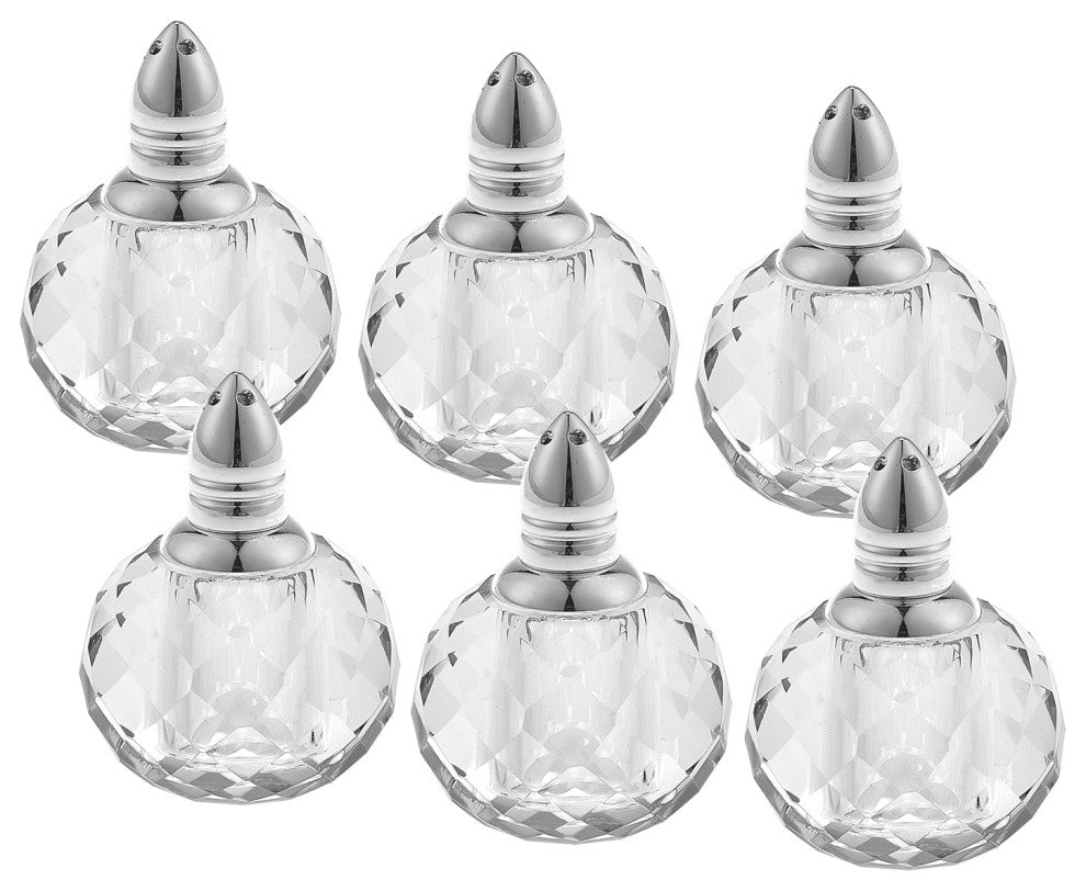 Individual Silver Crystal Zendra Design Salt and Peppers Gift Boxed 6 Pc Set