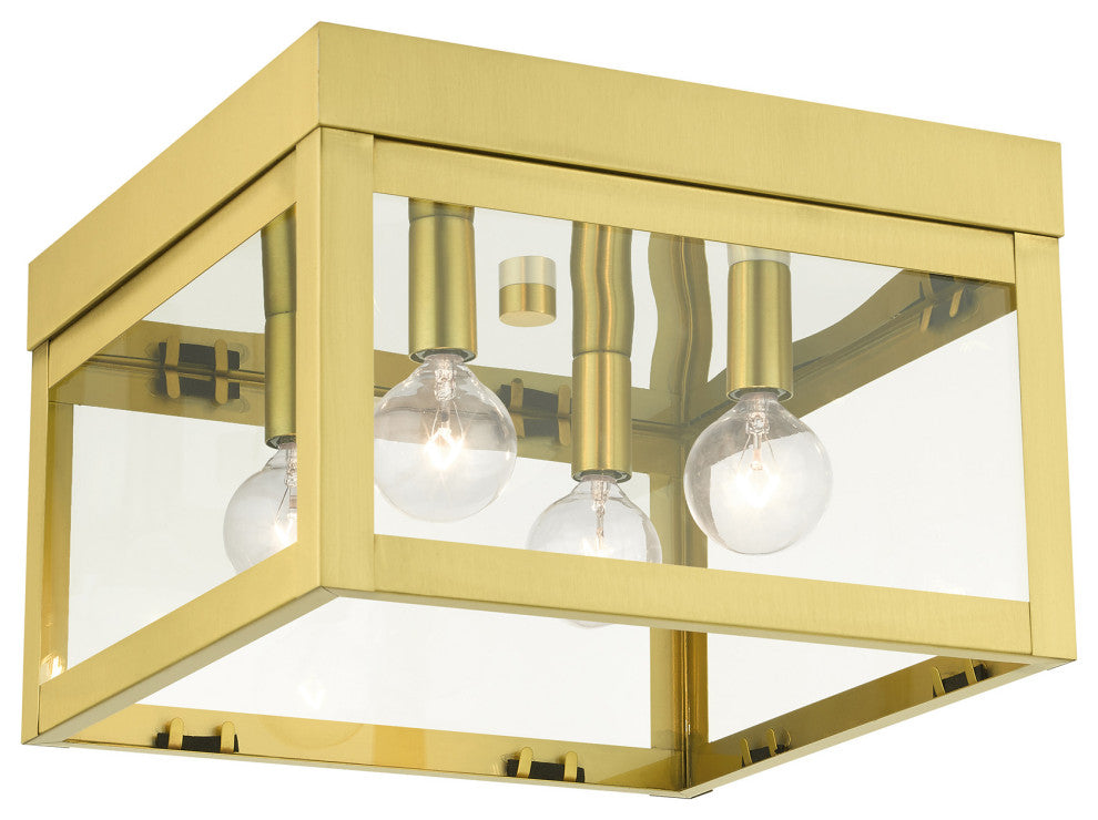 Satin Brass Transitional, Nautical,  Mission, Flush Mount