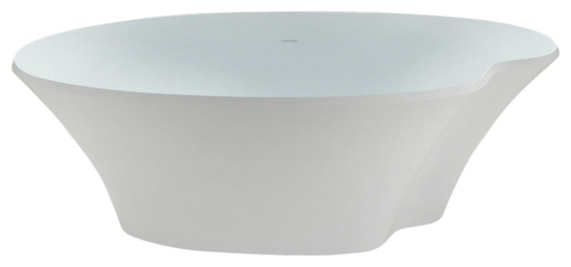 70" Polystone Pond Free-Standing Bathtub, Matte White, No Faucet