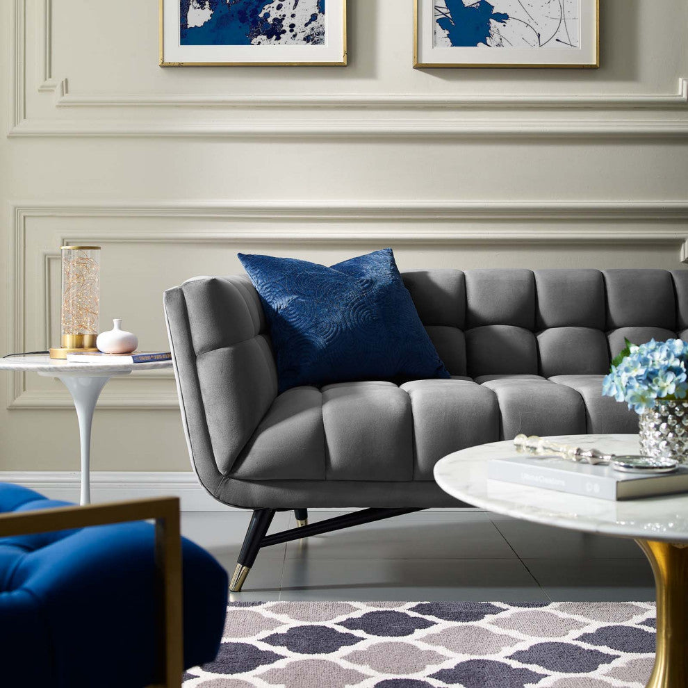 Gray Adept Performance Velvet Sofa