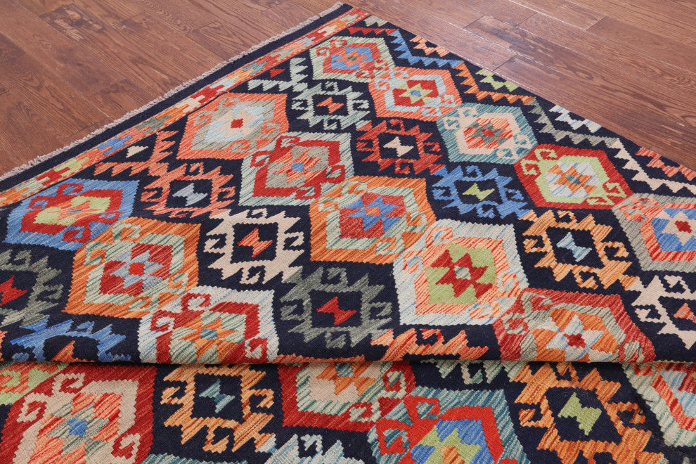8' 6" X 9' 10" Wool On Wool Flat Weave Kilim Reversible Rug Q9457