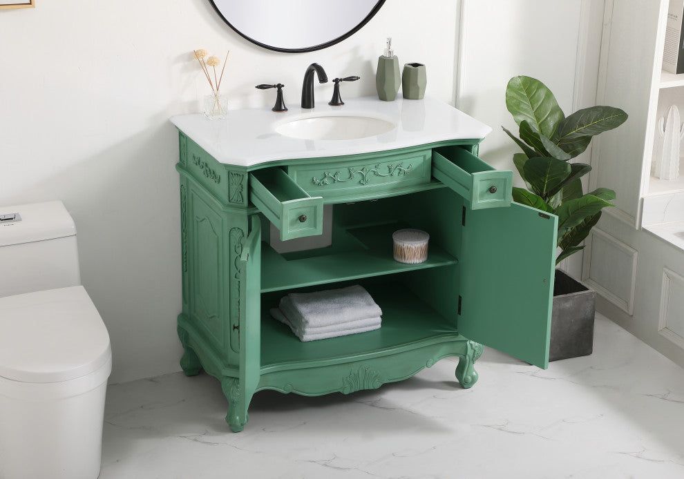 Bathroom Vanity, Vintage Mint, 36", Single Sink