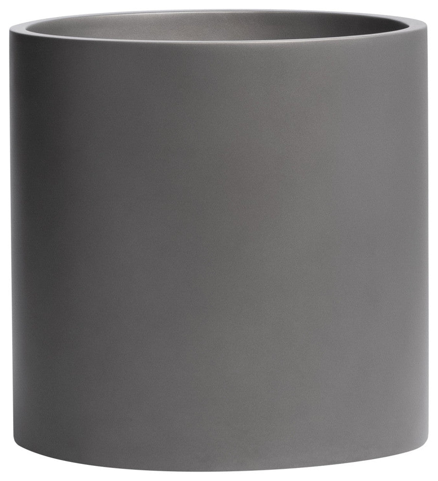 Root And Stock Brea Round Cylinder Planter, Grey, D:14" X H:14"