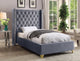 Barolo Velvet Upholstered Bed, Gray, Twin