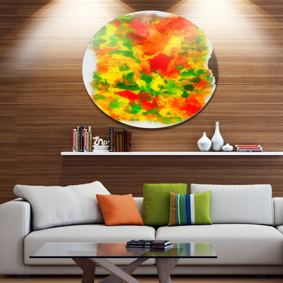 Colorful Hand-Drawn Floral Background, Flower Round Wall Art, 11"