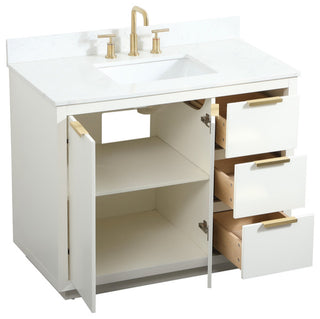 42" Single Bathroom Vanity, White, With Backsplash