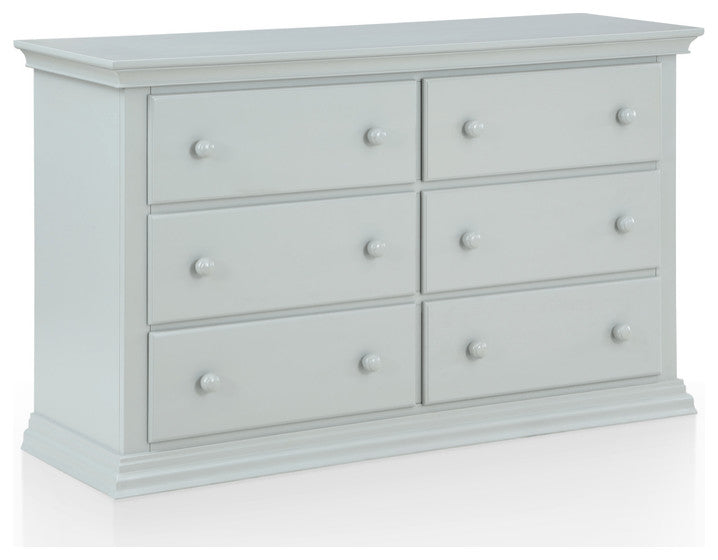 56" Gray Solid and Manufactured Wood Six Drawer Double Dresser