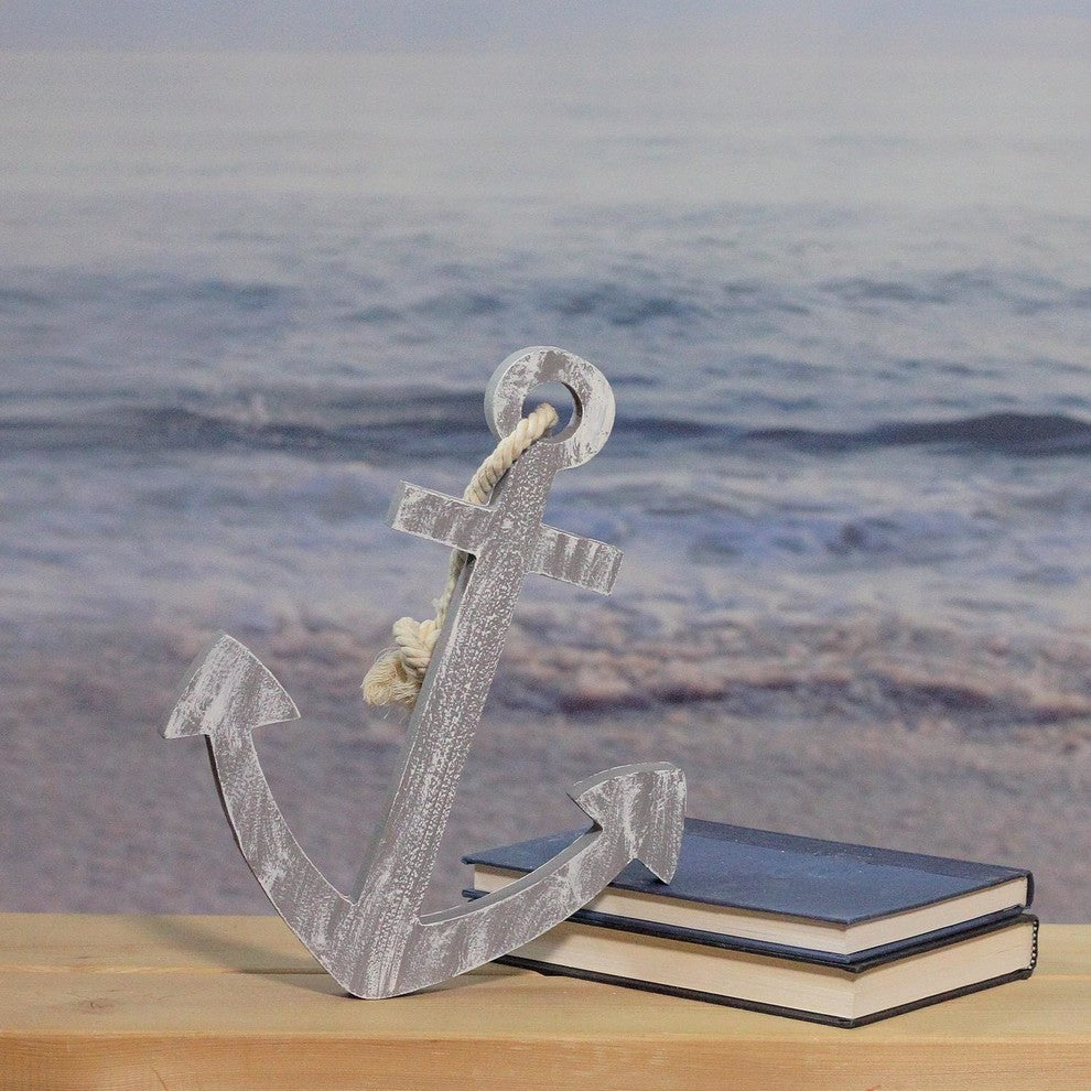 12" Gray Cape Cod Inspired Wall Hanging Anchor