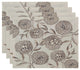 18"x14" Antique Flowers, Floral Print Placemat, Taupe, Set of 4