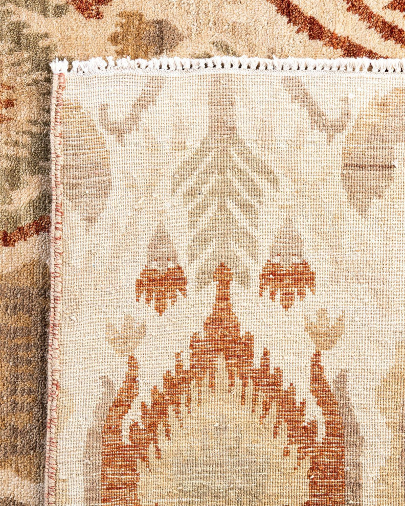 Ikat One-of-a-Kind Hand-Knotted Area Rug Beige, 7' 10" x 10' 1"