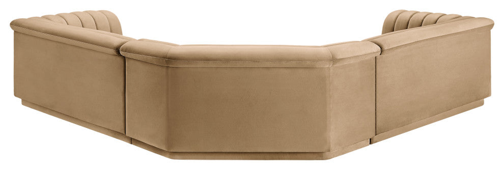 Cascade Upholstered Modular Sofa, Camel, Velvet, Corner Sectional