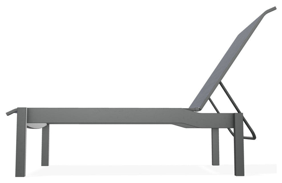 Leeward Sling Stackable Outdoor Chaise Lounge, Augustine Denim/Graphite