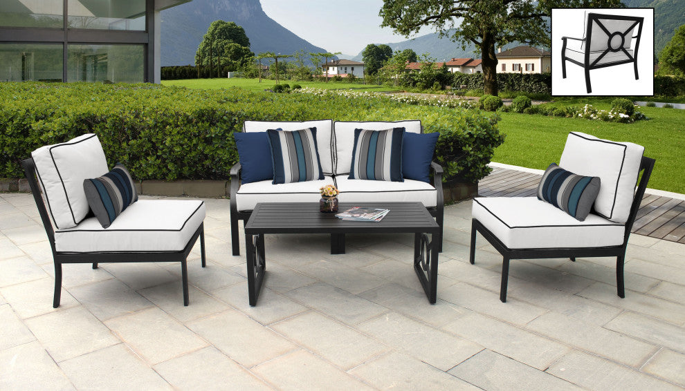 kathy ireland Madison Ave. 5 Piece Aluminum Patio Furniture Set 05d, Snow