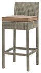 Modern Outdoor Bar Stool, Rattan Wicker, Brown Light Gray