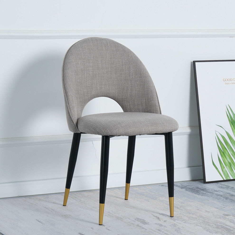 2-set Nordic Style Meta Dining Chairs, Metal Legs, Beige