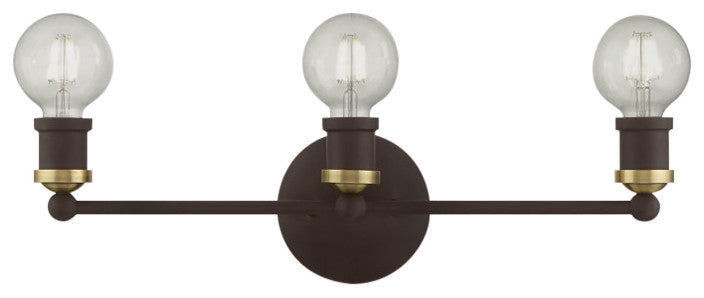 Lansdale 3 Light Bronze With Antique Brass Accents ADA Vanity Sconce