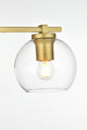 3 Light Brass And Clear Bath Sconce