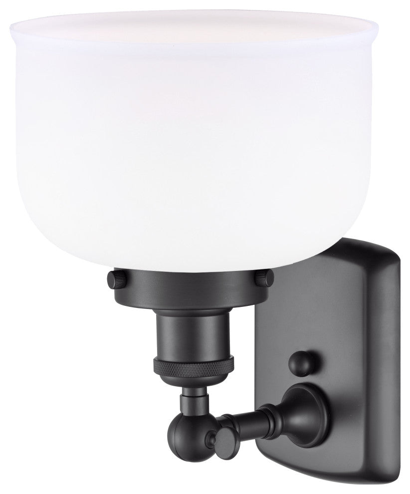 Large Bell 1-Light Sconce, Matte Black, Matte White