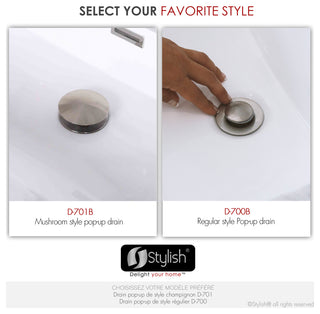 STYLISH Brushed Nickel Pop-Up Bathroom Sink with Overflow Set of Two