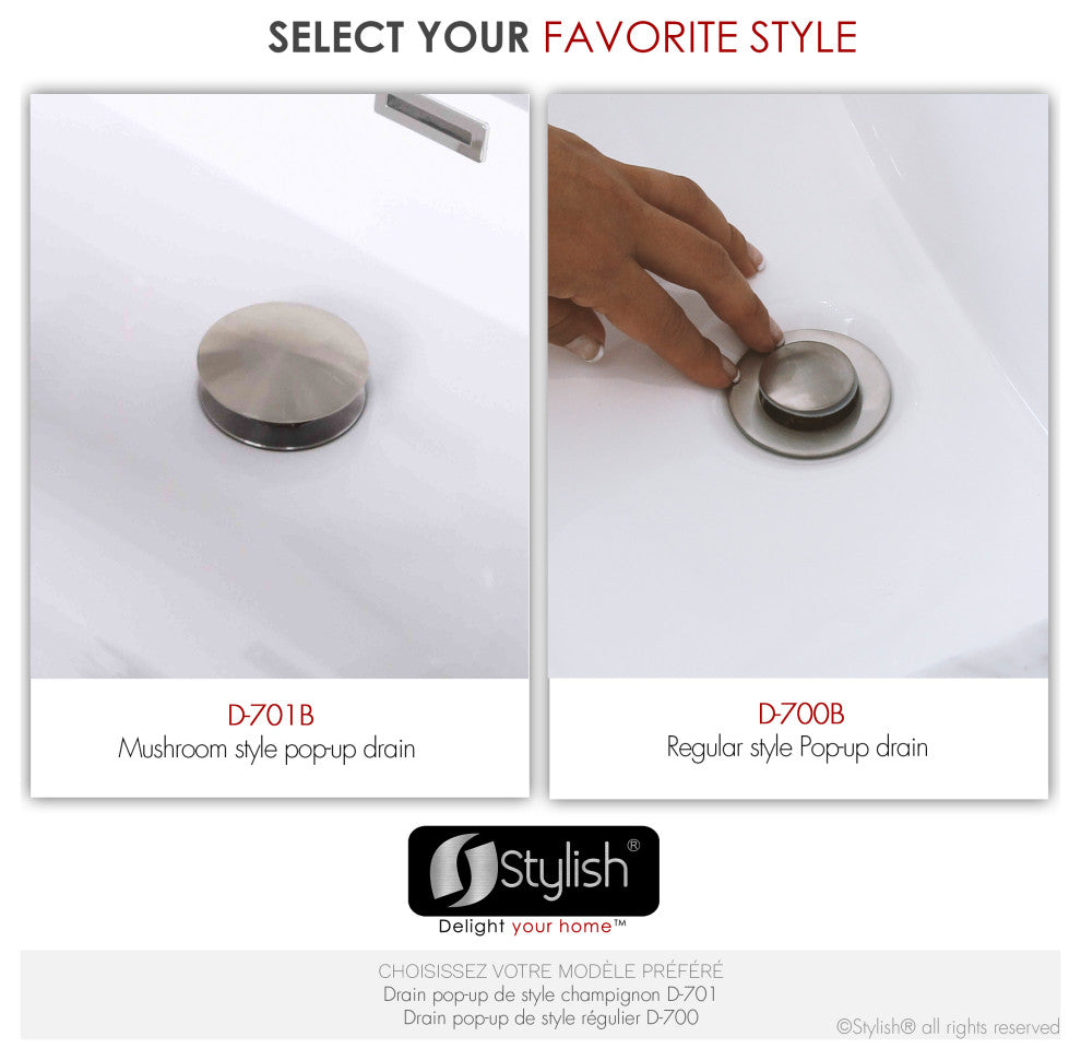 STYLISH Brushed Nickel Pop-Up Bathroom Sink with Overflow Set of Two