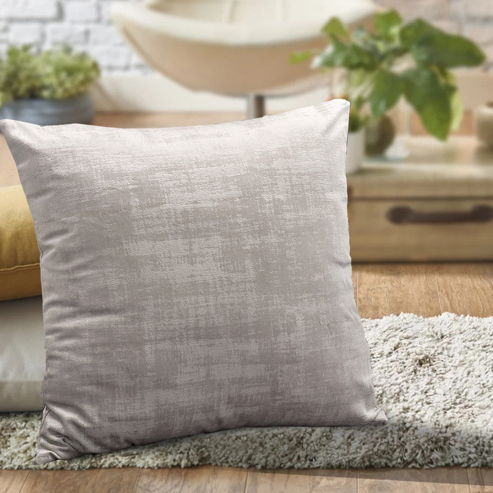 Serenta Textured Velvet Pillow Shell, Set of 4, Simply Taupe
