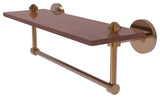 South Beach 16" Solid Wood Shelf with Towel Bar, Brushed Bronze