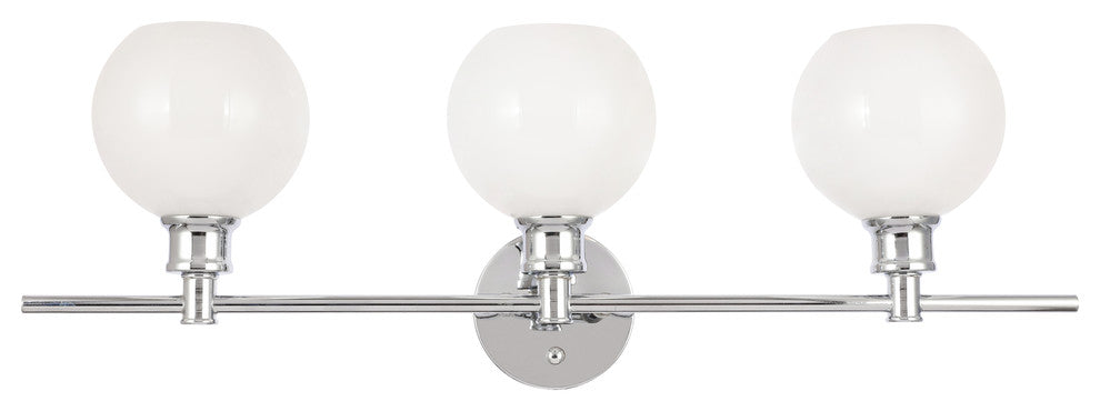Chrome Finish And Frosted White Glass 3-Light Wall Sconce